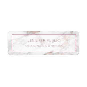 Stylish Rosegold Marble Template Return Address Label