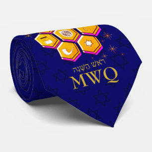 Stylish Rosh Hashanah SHANA TOVA Monogram Neck Tie