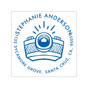 Stylish Round Cartoon Camera Return Address Self-inking Stamp