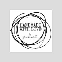 Stylish Round Scribble Handmade With Love Rubber Stamp