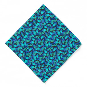 Stylish Royal Blue and Aqua Butterflies Patterned Bandana