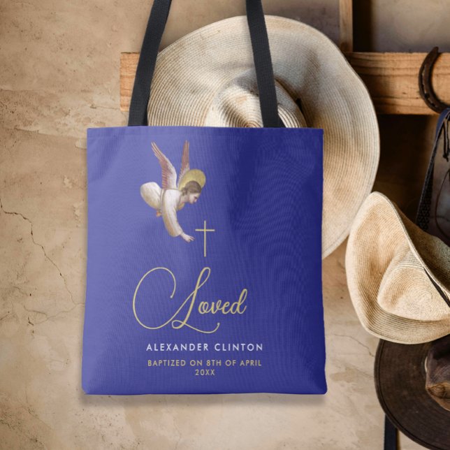 Stylish Royal Blue Guardian Angel Blessings Faith  Tote Bag (Creator Uploaded)