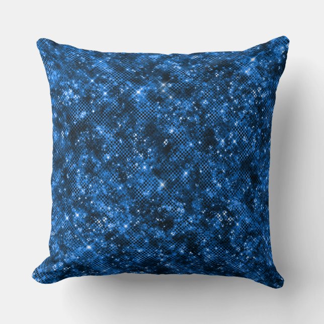 Stylish Royal Blue Shimmer Glitter Glam Pattern Throw Pillow (Front)