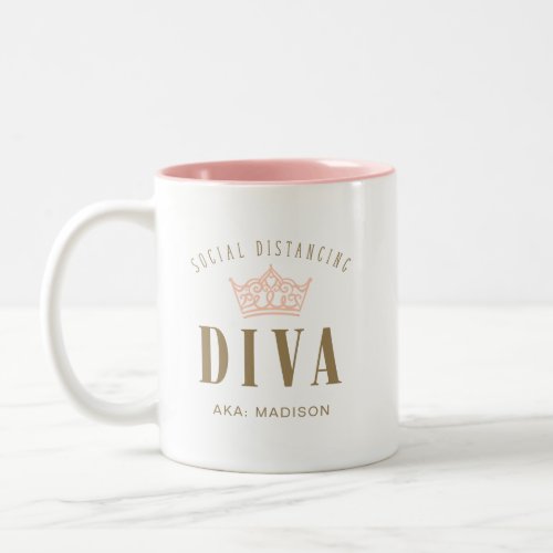 Stylish Royal Crown Social Distancing Diva Two_Tone Coffee Mug