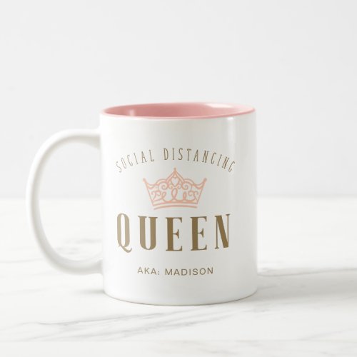 Stylish Royal Crown Social Distancing Queen Two_Tone Coffee Mug