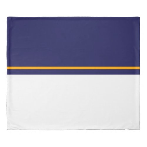 Stylish Royal Navy White Color Blocks Pinstripe Duvet Cover
