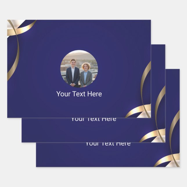 Stylish Royal Solid Blue Custom Gift Wrapping Pape Paper Sheets (Set)