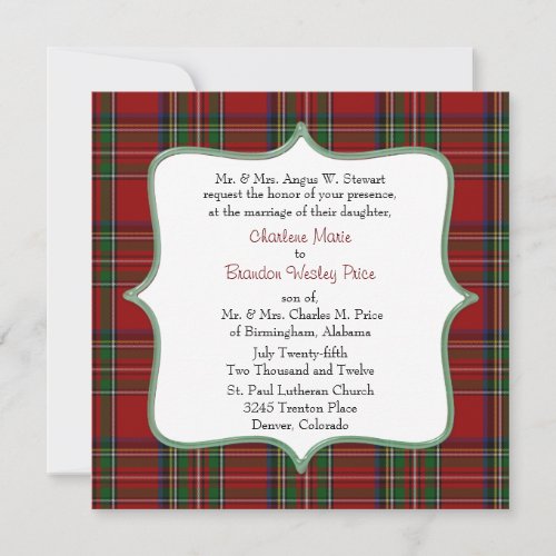 Stylish Royal Stewart Plaid Wedding Invitation