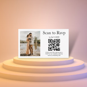 stylish rsvp qr code simple wedding photo enclosure card