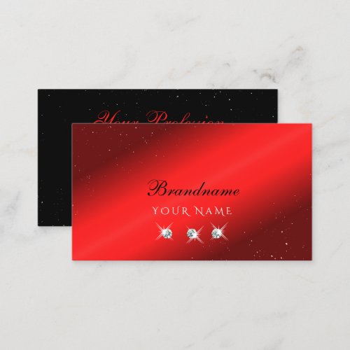 Stylish Ruby Red Black Sparkling Diamonds Elegant Business Card