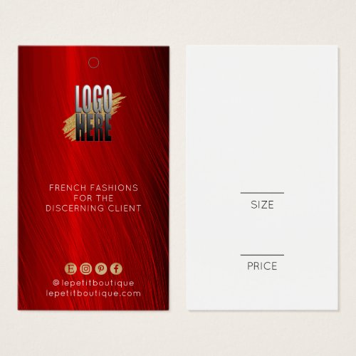 Stylish Ruby Red Clothing Price tag with logo