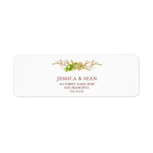 Stylish Rustic Antlers & Wildflowers Label