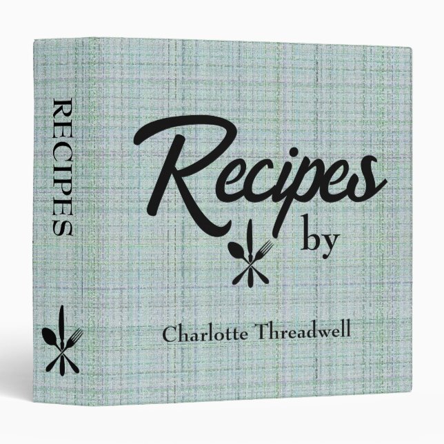 Stylish Rustic Beige Linen Look Family Personalize 3 Ring Binder (Front/Spine)