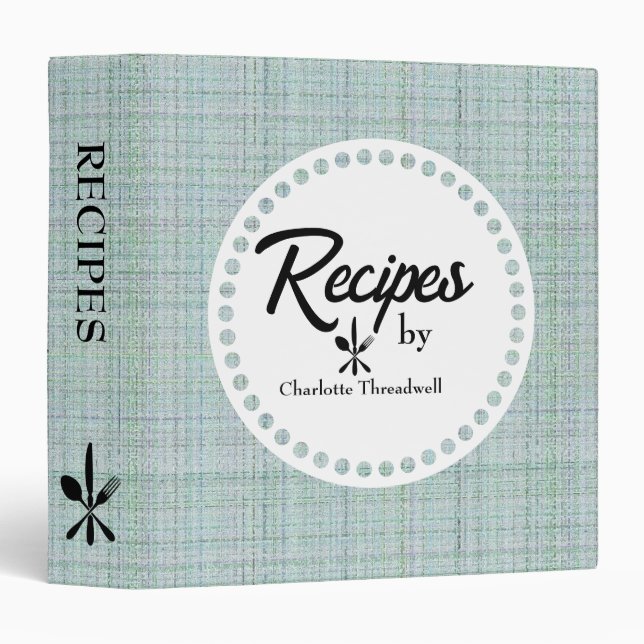 Stylish Rustic Beige Linen Look Family Personalize 3 Ring Binder (Front/Spine)