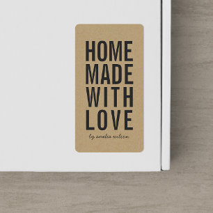 Stylish Rustic Bold Homemade with Love Faux Kraft Label