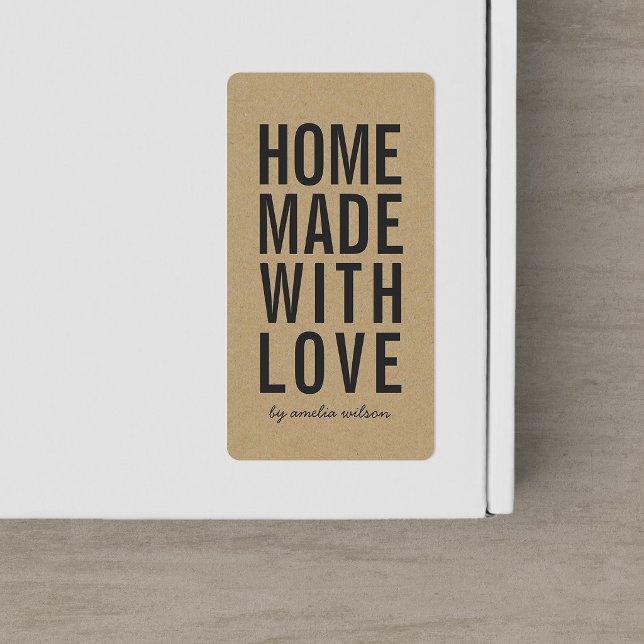 Stylish Rustic Bold Homemade with Love Faux Kraft Label (Creator Uploaded)