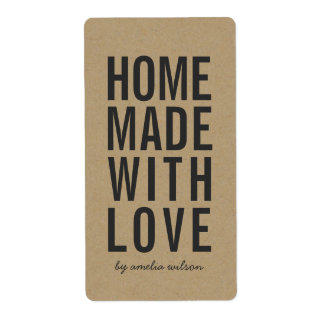 Stylish Rustic Bold Homemade with Love Faux Kraft Label