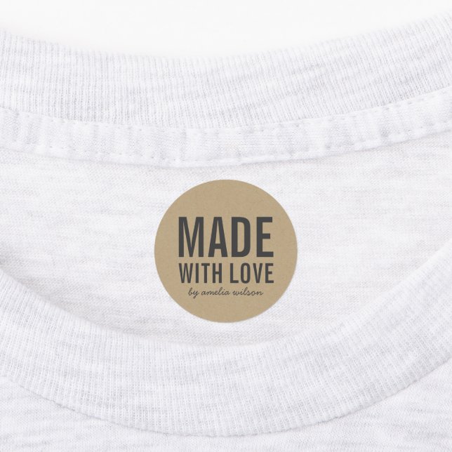 Stylish Rustic Bold Made with Love Faux Kraft Labels (Affixed)