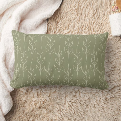 Stylish Rustic Botanical in Sage Green Lumbar Pillow Zazzle