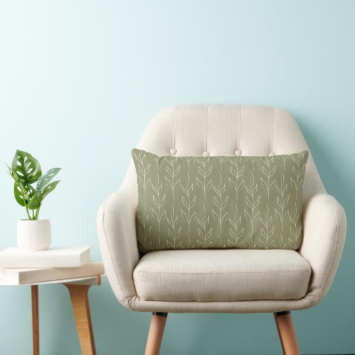 Stylish Rustic Botanical in Sage Green Lumbar Pillow Zazzle