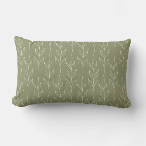 Stylish Rustic Botanical in Sage Green Lumbar Pillow