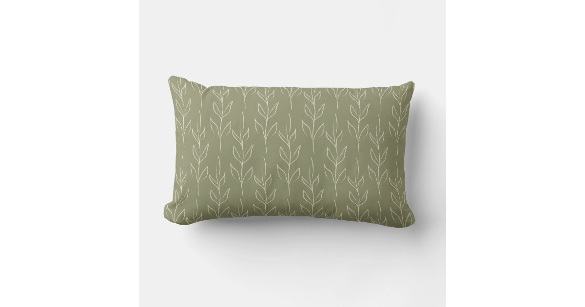 Stylish Rustic Botanical in Sage Green Lumbar Pillow | Zazzle