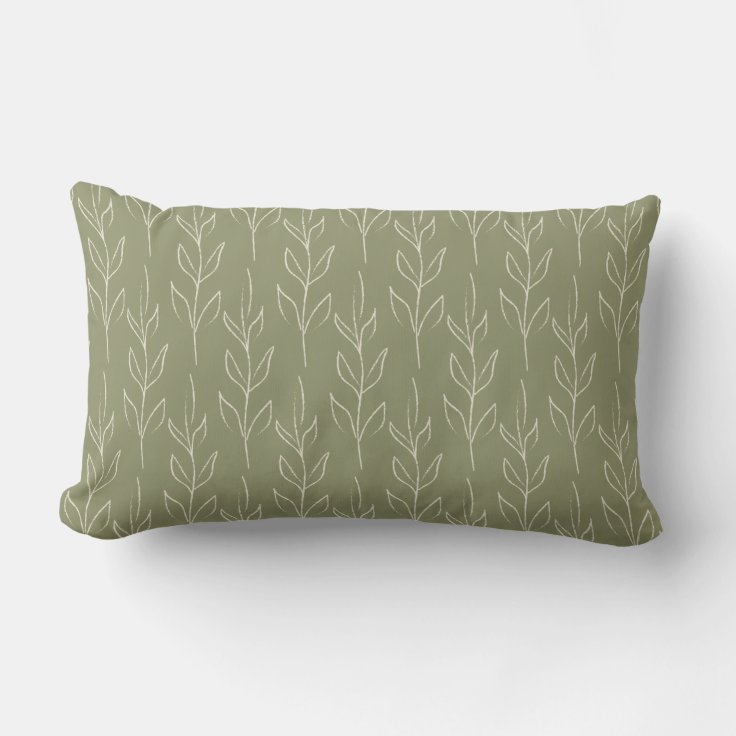 Stylish Rustic Botanical in Sage Green Lumbar Pillow | Zazzle