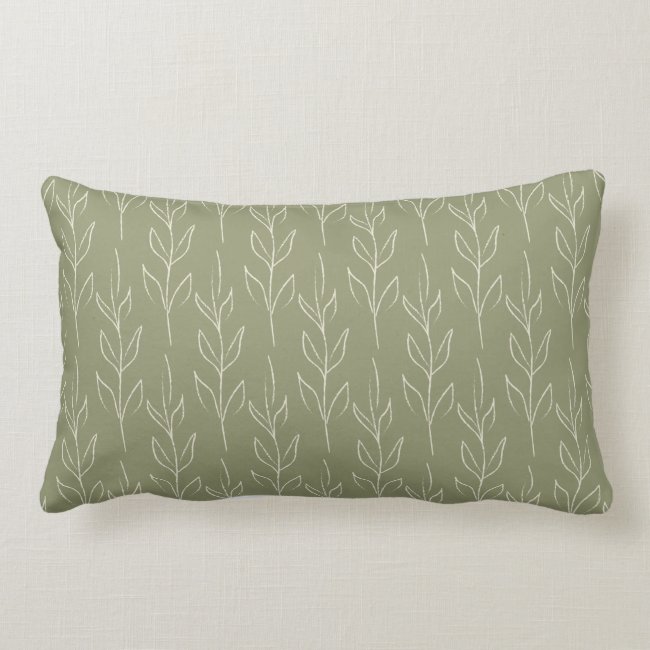 Stylish Rustic Botanical in Sage Green Lumbar Pillow