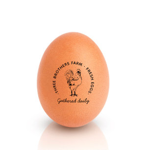 Stylish Rustic Custom Farm Name   Information Egg  Rubber Stamp