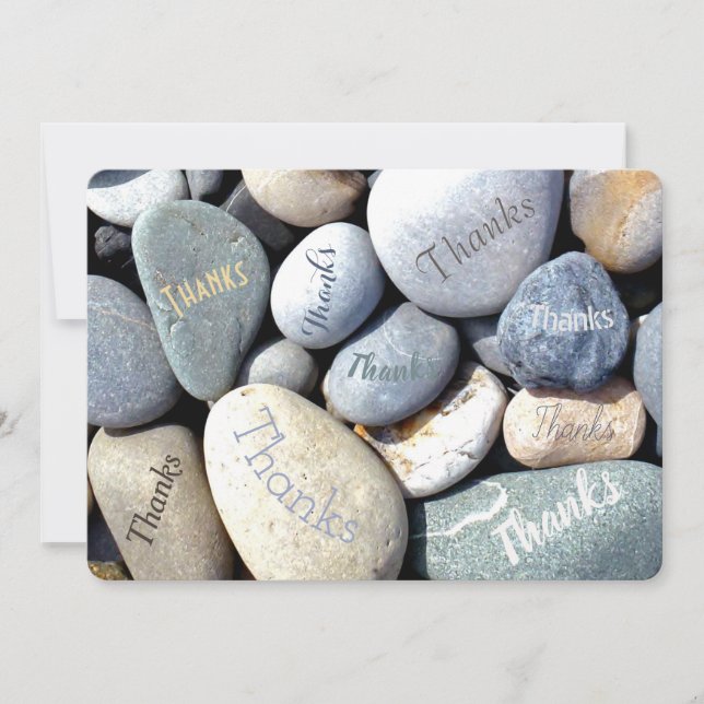 Stylish Rustic Informal  Unusual Pebbles THANKS Thank You Card (Front)