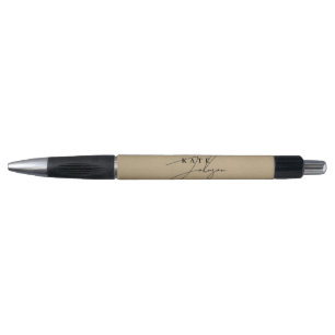 Stylish Rustic Kraft Signature Script Monogram Pen