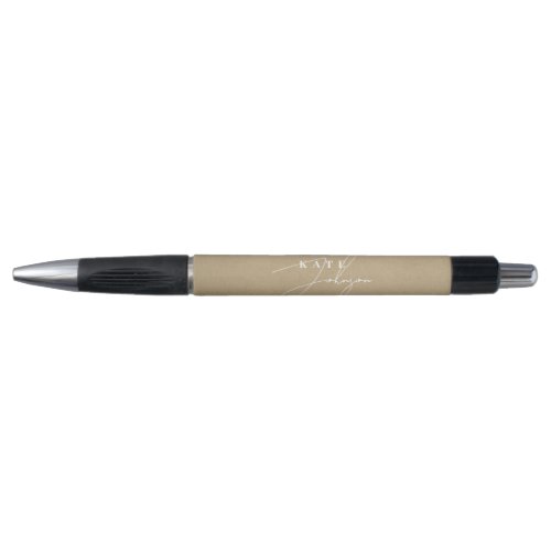 Stylish Rustic Kraft Signature Script Monogram Pen