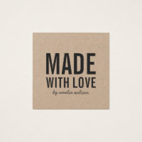 Stylish Rustic Made with Love Social Media Kraft Square Business Card