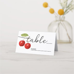 Stylish Rustic Red Cherries Bohermian Wedding Place Card