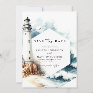 Stylish Rustic Romance Lighthouse Wedding Save The Date