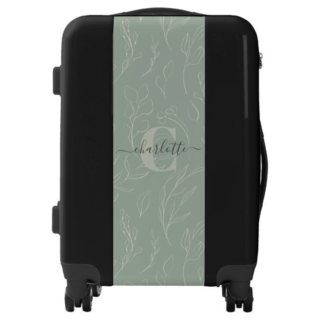 Stylish Rustic Sage Botanical Floral Monogram     Luggage (Front)