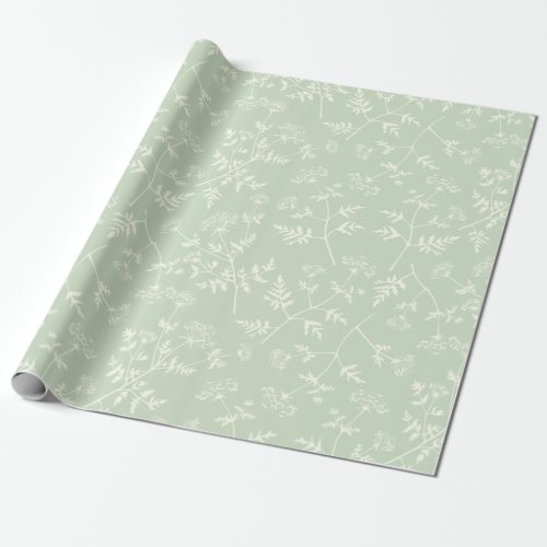 Stylish Rustic Sage Green Botanical Floral Art  Wrapping Paper