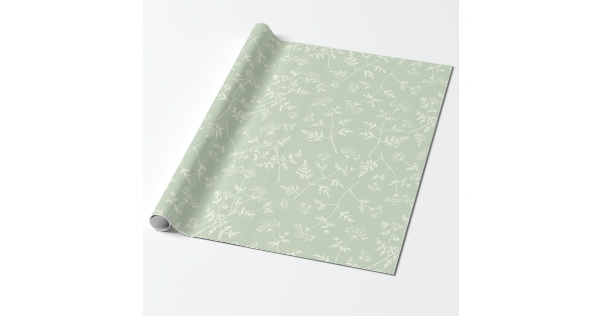 Stylish Rustic Sage Green Botanical Floral Art Wrapping Paper Zazzle