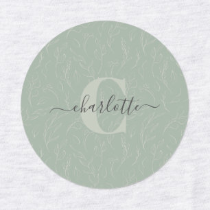 Stylish Rustic Sage Green Botanical Floral Name    Labels