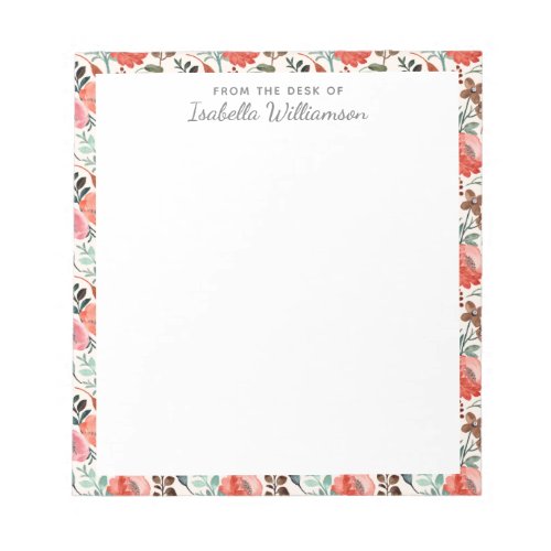 Stylish Rustic Watercolor Floral Farmhouse Pattern Notepad