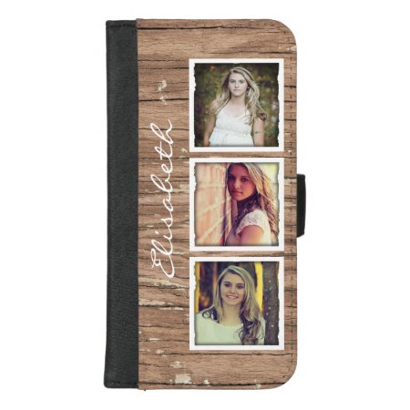 Stylish Rustic Wood Look Instagram Photo Collage Iphone 8/7 Plus Walle
