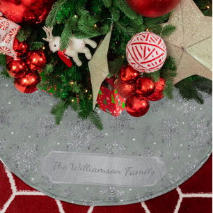 Stylish Sage Christmas Elegant Snowflakes Brushed Polyester Tree Skirt