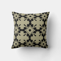 Stylish Sage Green Black Pattern Throw Pillow