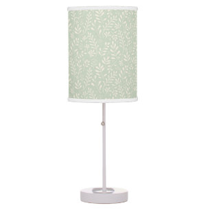 Stylish Sage Green Boho Watercolor Floral Pattern Table Lamp