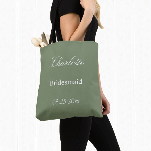Stylish Sage Green Bridesmaid Tote Bag