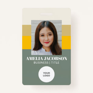 Stylish Sage Green Employee Photo ID and Logo Badge