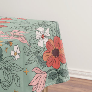 Stylish Sage Green Floral Botanical Christmas Tablecloth
