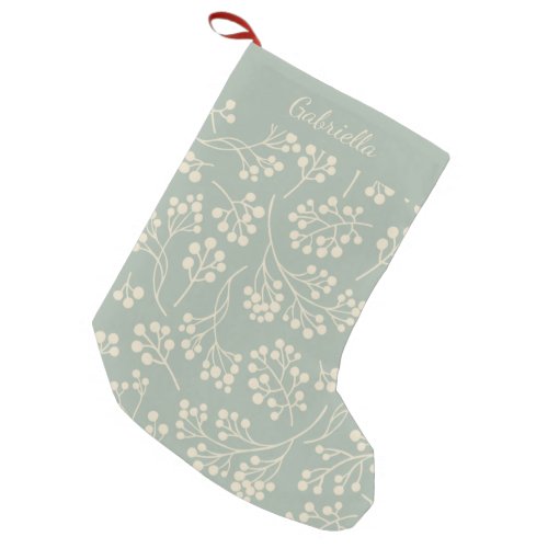 Stylish Sage Green Floral Pattern Modern Farmhouse Small Christmas Stocking