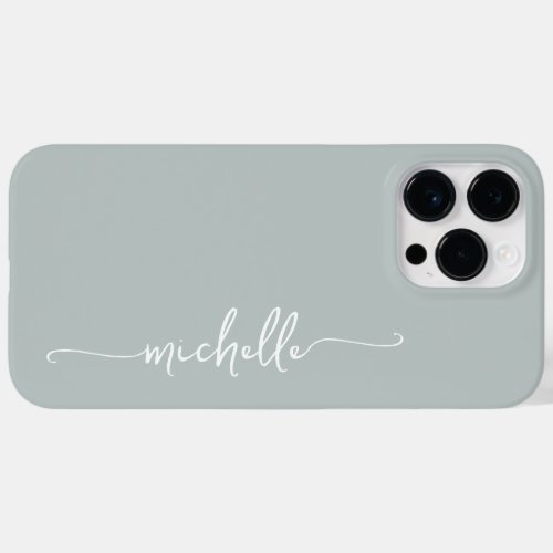 Stylish Sage Green Girly Minimal Name Script Case_Mate iPhone 14 Pro Max Case