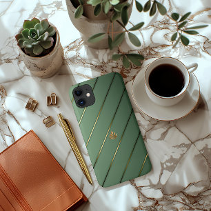 Stylish Sage Green & Gold iPhone 11 Case
